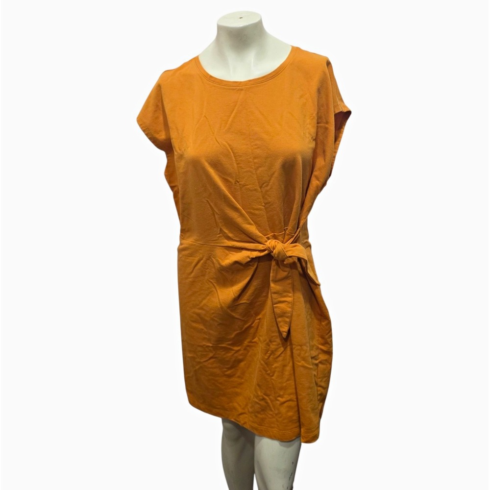 Nine West Womens XXL Orange Tie Waist T Shirt Dress Short Sleeve Plus Size